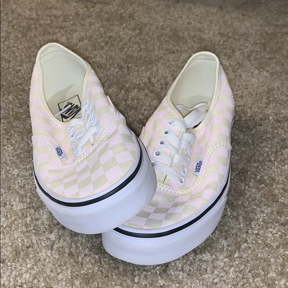 light pink checkered vans